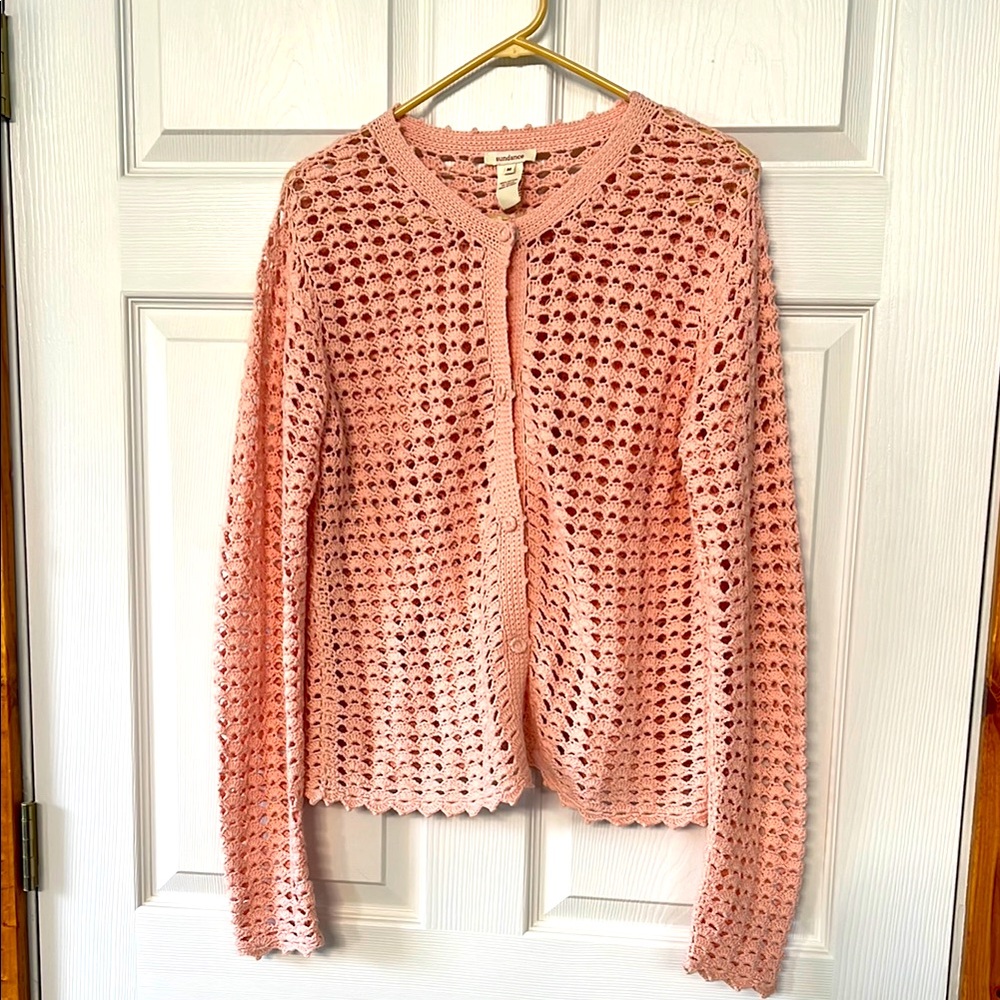 Sundance Pink Crocheted Cardigan